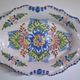 Old oval wall plate handmade and signed vintage floral decor