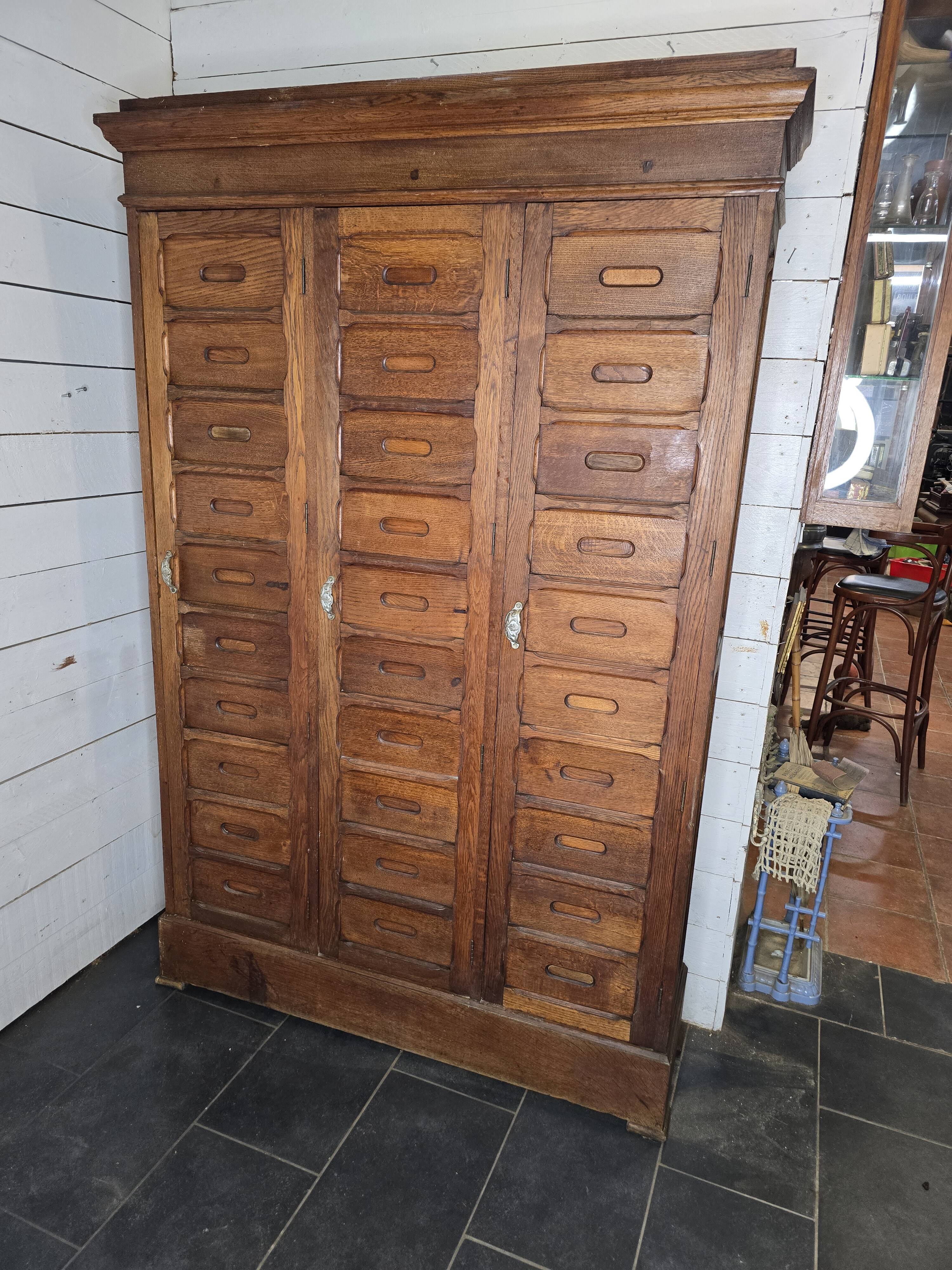 Old solid oak notary's cabinet