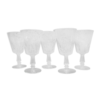 Lot de 5 verres à eau en cristal