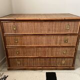 Dal Vera chest of drawers in woven rattan and bamboo 1970