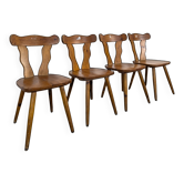 Set of 4 chalet-style pine chairs