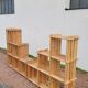 Pair of vintage pine "staircase" bookcase shelves - 1970s