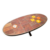 Table basse en pierre de lave et céramique Jean Jaffeux