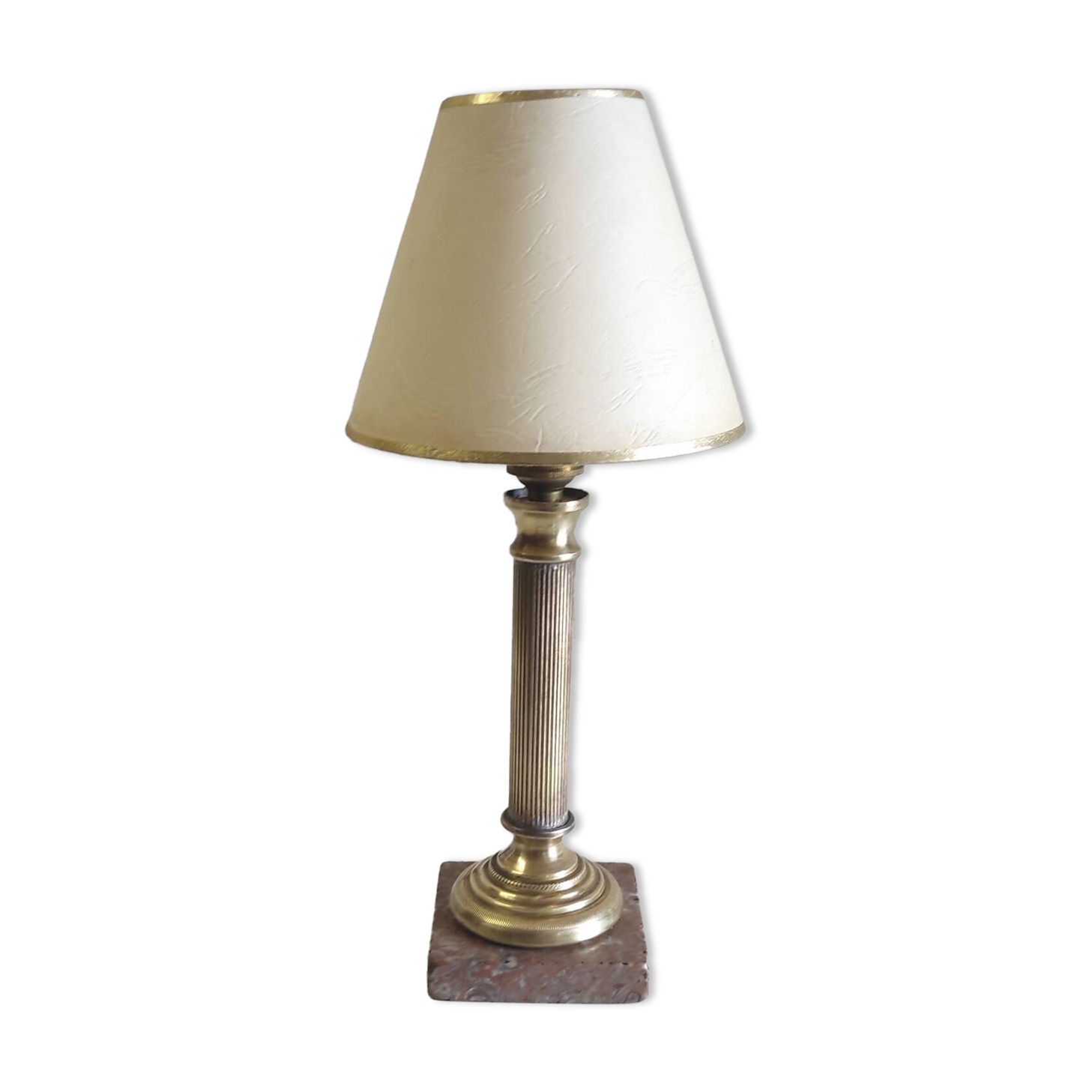 Table lamp in gilded brass and marble - mid 20th century.