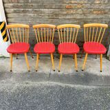 (Lot) 4 beautiful compass-legged chairs from the 60s/70s.