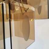 Mid Century Vistosi Smoked Glass Chandelier - Italian Pendant Light