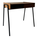 Desk in wood and black metal design 1950