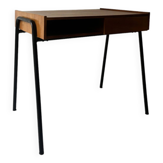 Desk in wood and black metal design 1950