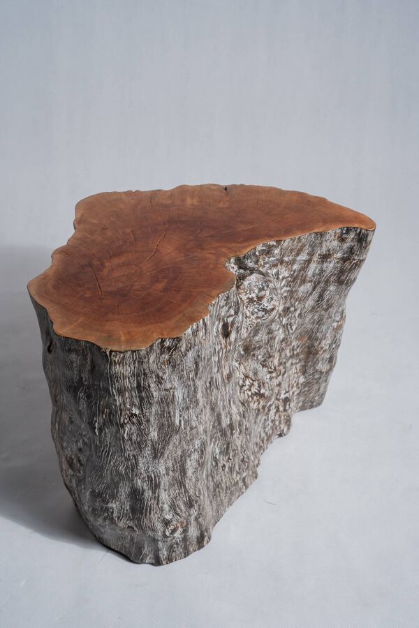 Duo de stool en litchi formant table basse