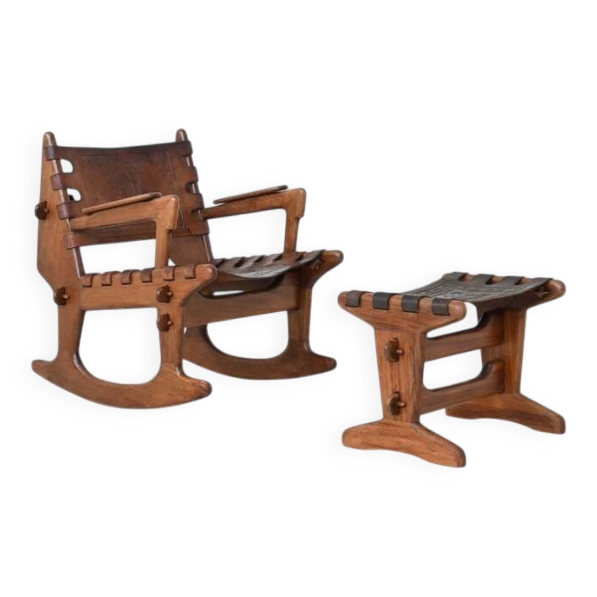 Angel Pazmino rocking chair and hocker Muebles de Estilo Ecuador 1960