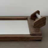Artisanal Vintage Wooden and Metal Mirror Plateau - Brutalist Design