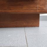Vintage 1970 coffee table in solid oak & ceramic