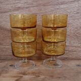 Lot of 6 Luminarc 70's amber champagne glasses