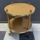 Wood round serving trolley sidetable 1960s