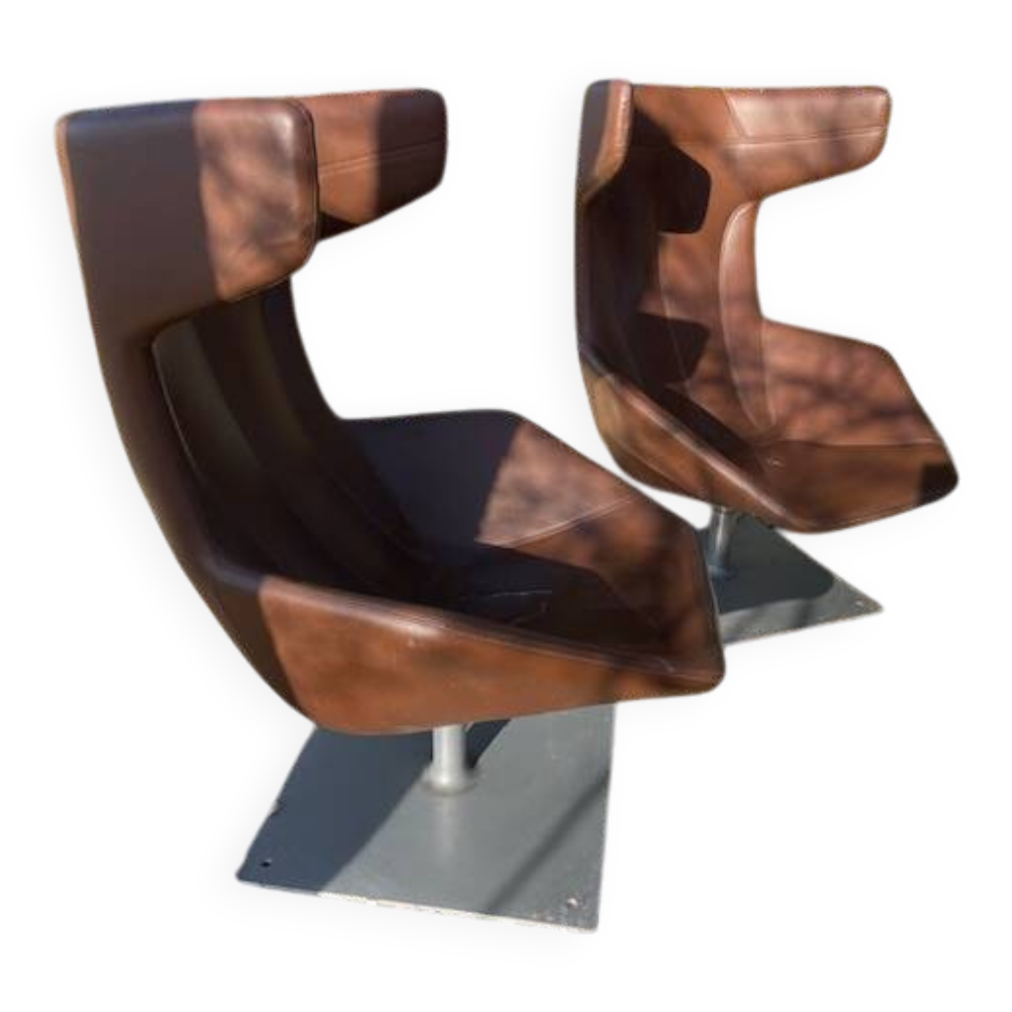 Pair of Moroso Italian design swivel armchairs