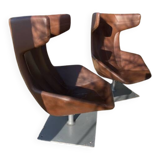 Pair of Moroso Italian design swivel armchairs