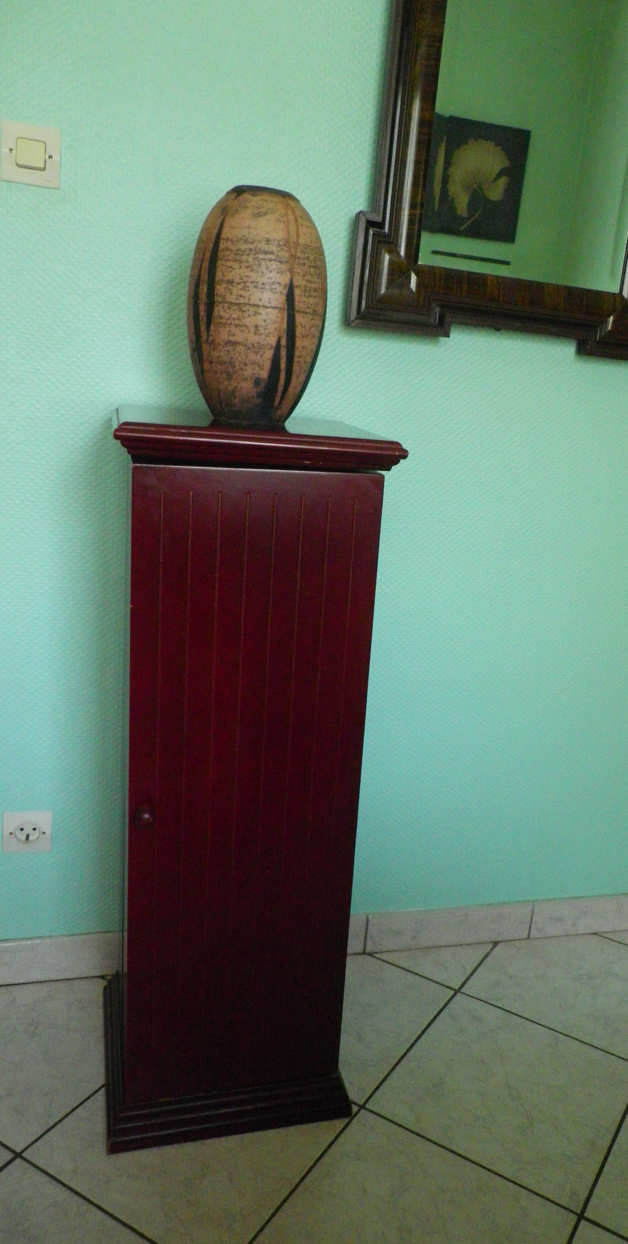 Wooden extra cabinet (selette), 2 interior storage spaces with 6 modular shelves