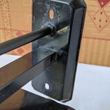 Pretty iron and glass lantern In very good condition black iron color of yellow glass relief circ