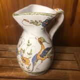 Old moustiers white ceramic pitcher vintage painted decor