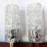 Pair of 1950s brass and glass wall lights