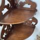antique corner shelf in openwork wood with 3 shelves