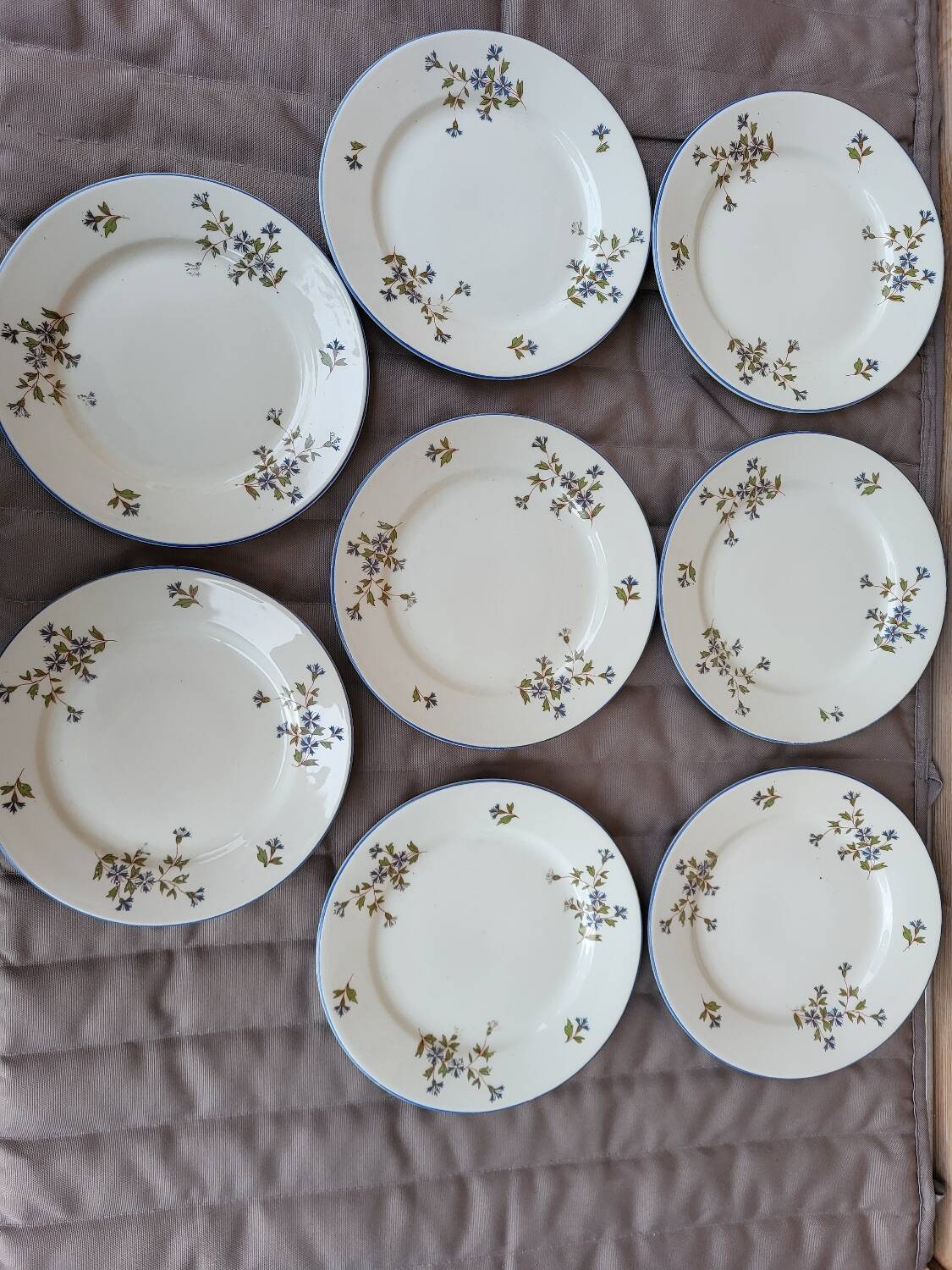 8 MEHUN porcelain dessert plates with barbel decoration