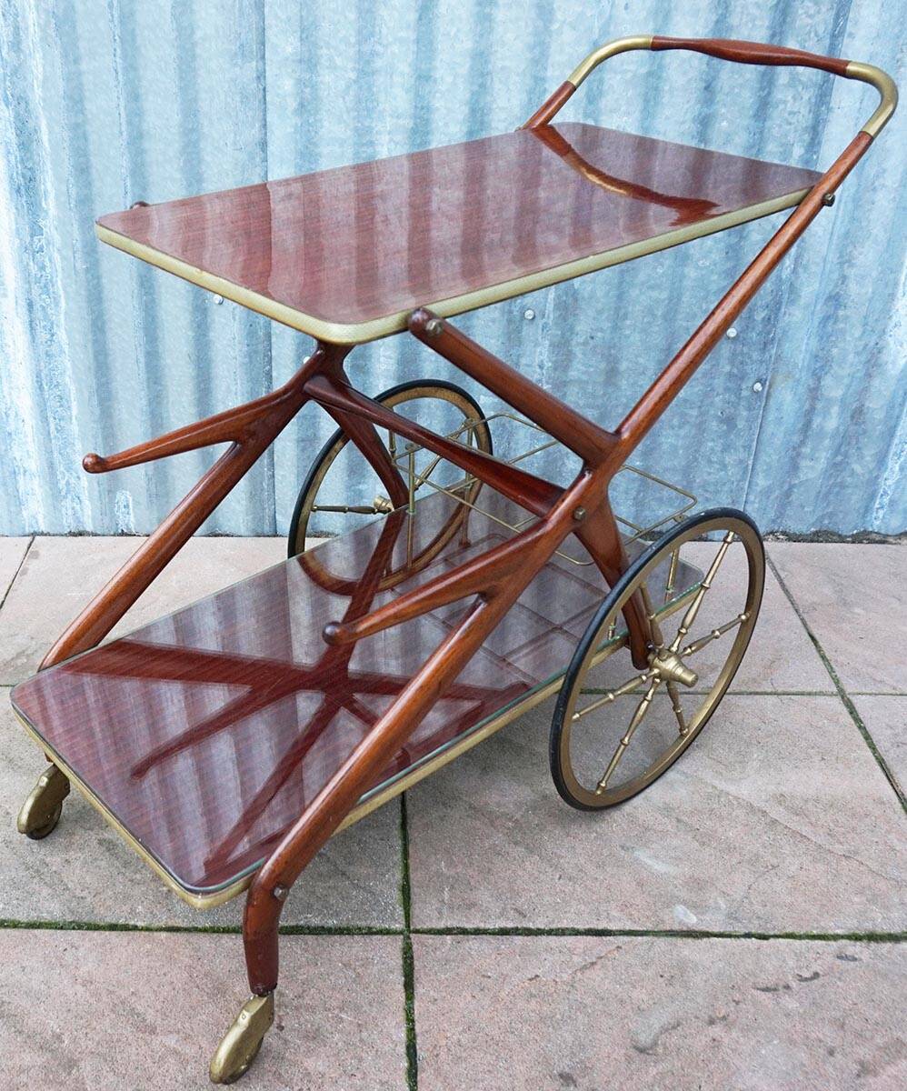 Mid-century bar cart/service cart by Cesare Lacca, 1950s.
