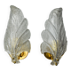 Pair of frosted leaf sconces, murano glass, italy, 1970