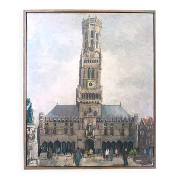Mid-Century oil painting from Bruges