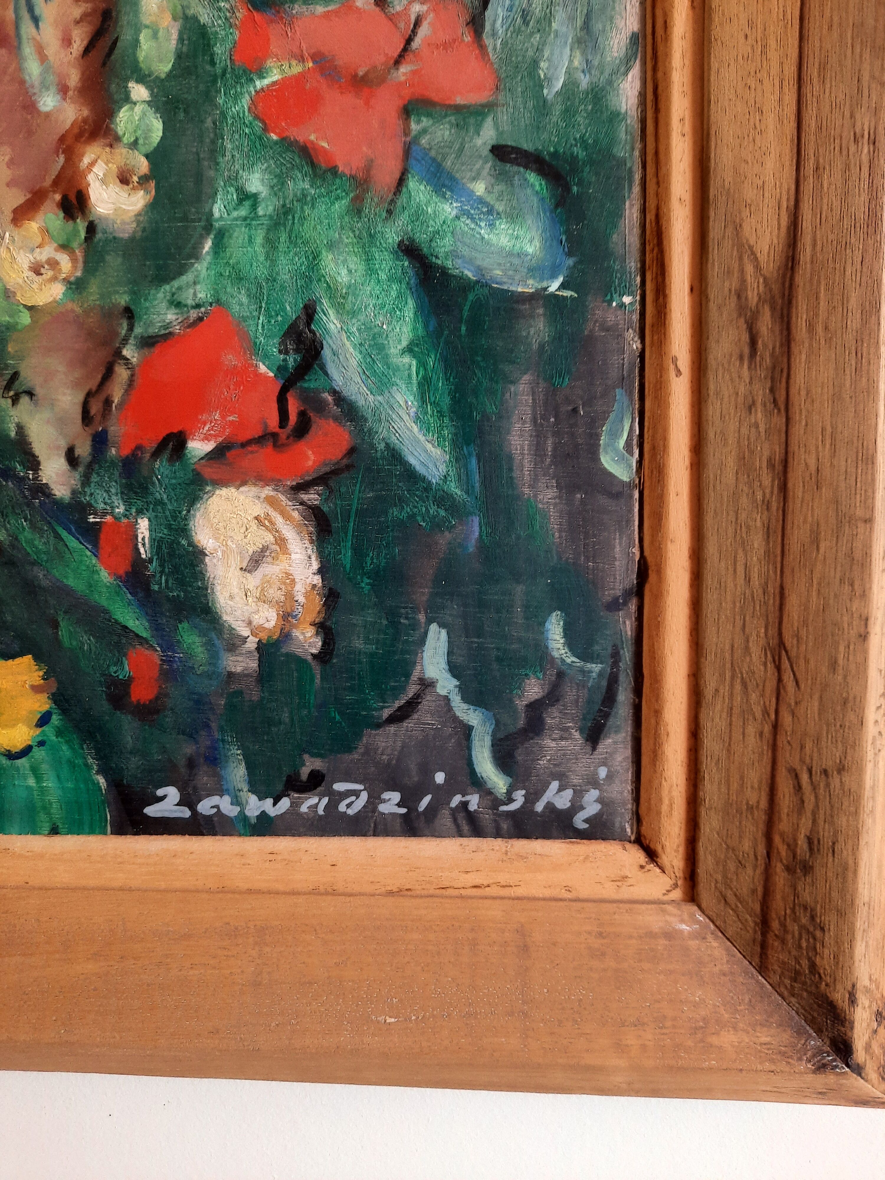 Tableau  paysage en fleurs ecole de Paris