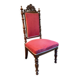 Chaise chauffeuse à haut dossier en acajou sculpté XIXe Napoléon III