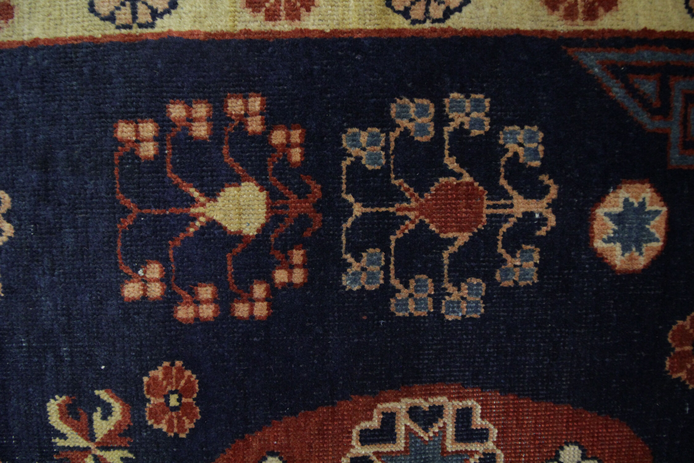 Handwoven antique wool khotan rug- 119x286cm