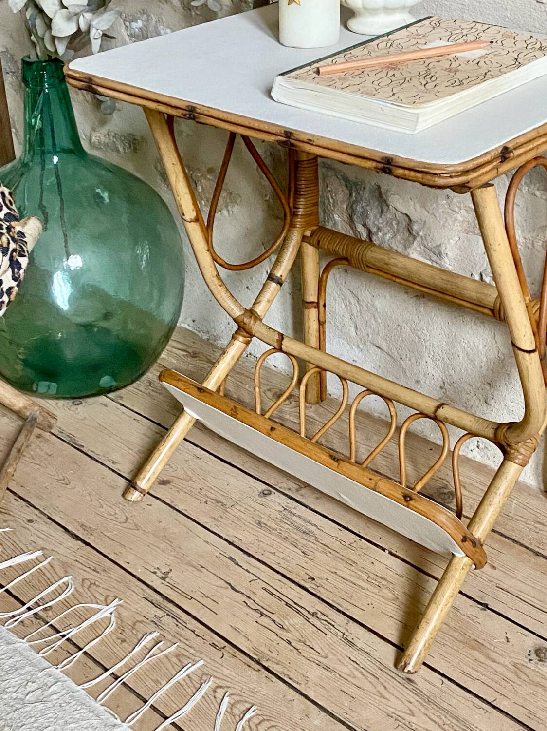 Rattan side table