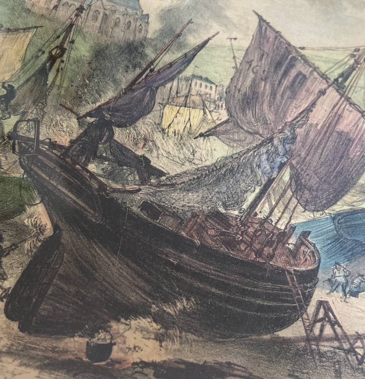 Lithographie originale Le Tréport - Robida