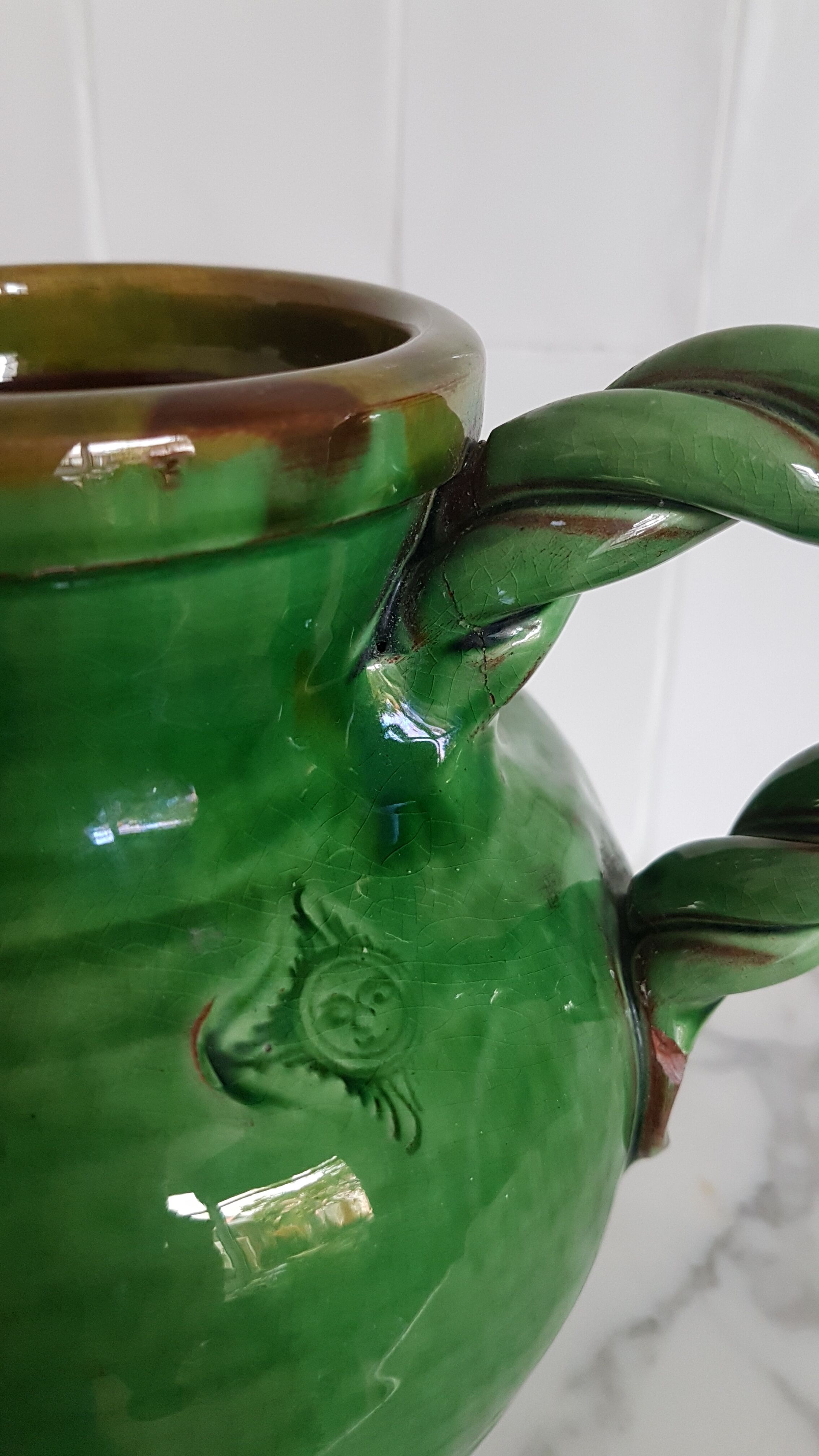 Green ceramic jug