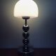 Lampe champignon vintage années 70 pied chromé  et globe opaline