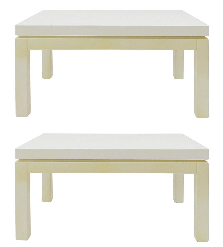 Pair of Cream White Lacquered end/side tables - 1980s