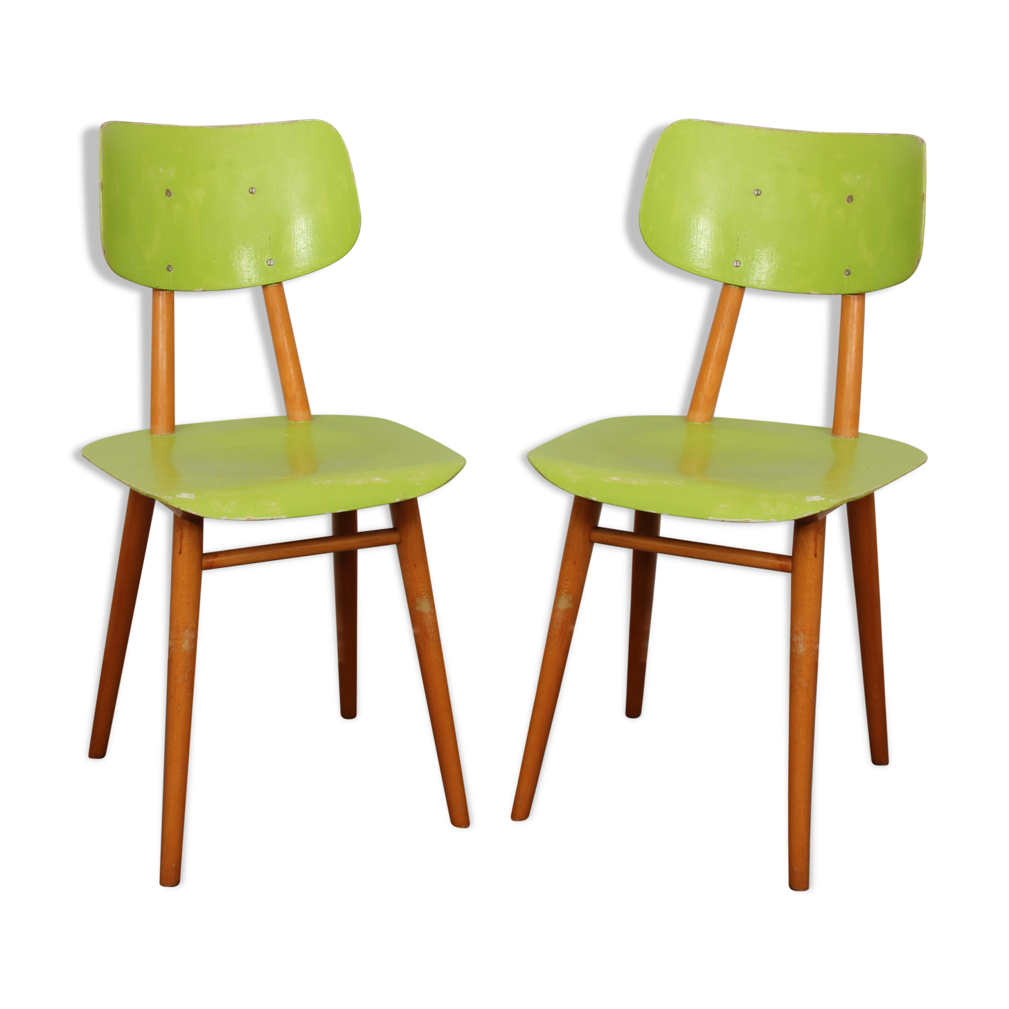 Paire de chaises vertes pour Ton, 1960