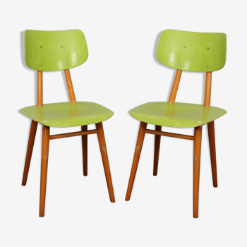 Paire de chaises vertes pour Ton, 1960