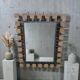 Specchio rettangolare brutalista in ferro battuto e formelle in terracotta