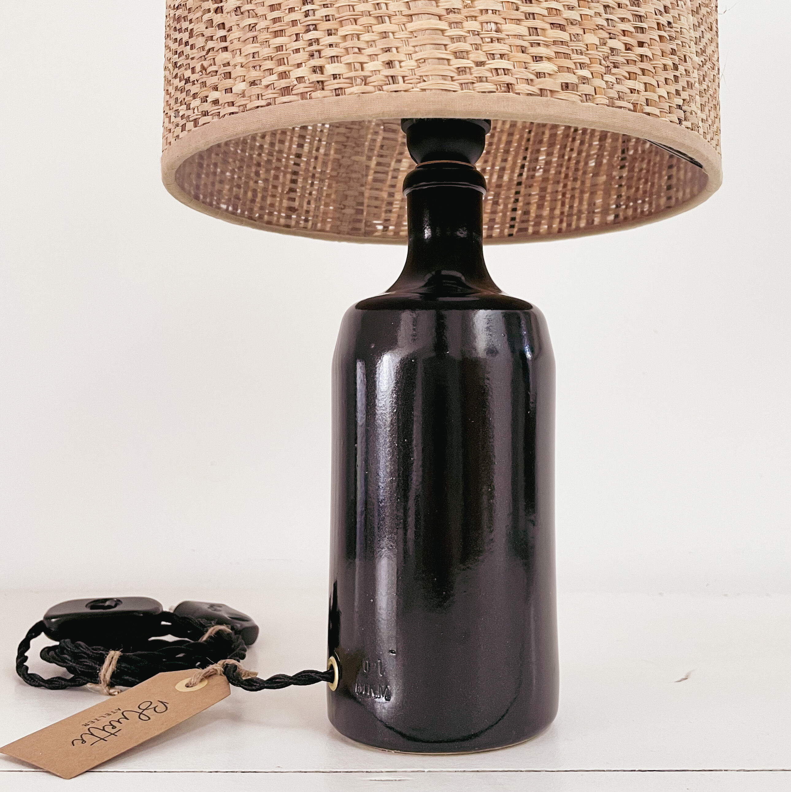 Sandstone and rabane lamp