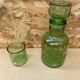 Old Orangeade Carafe Service + 6 Green Molded Glass Glasses 1970 Vintage