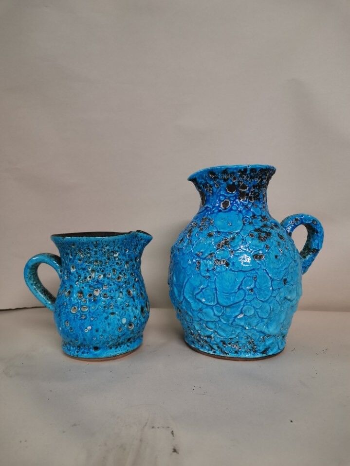 Lot of 2 vintage pitchers in Vallauris earthenware