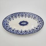 Grand plat ancien en porcelaine bleu et blanc