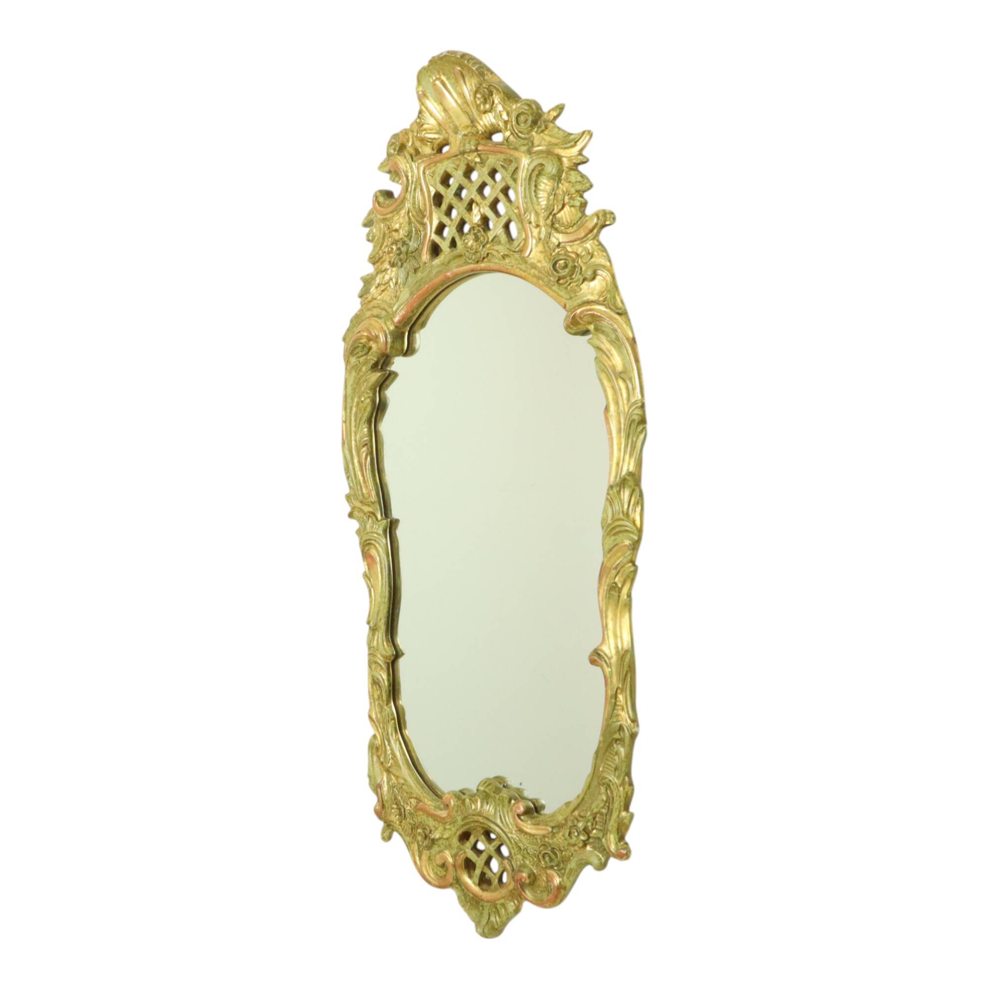 Large Swedish Mirror Gold Leaf Gilded Classic Rococo Style 119cm