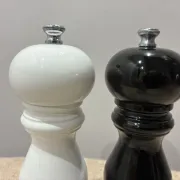 Peugeot Paris salt and pepper mills, white and black lacquer, unused