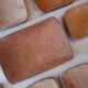Set plates and Scandinavian dish in vintage solid wood