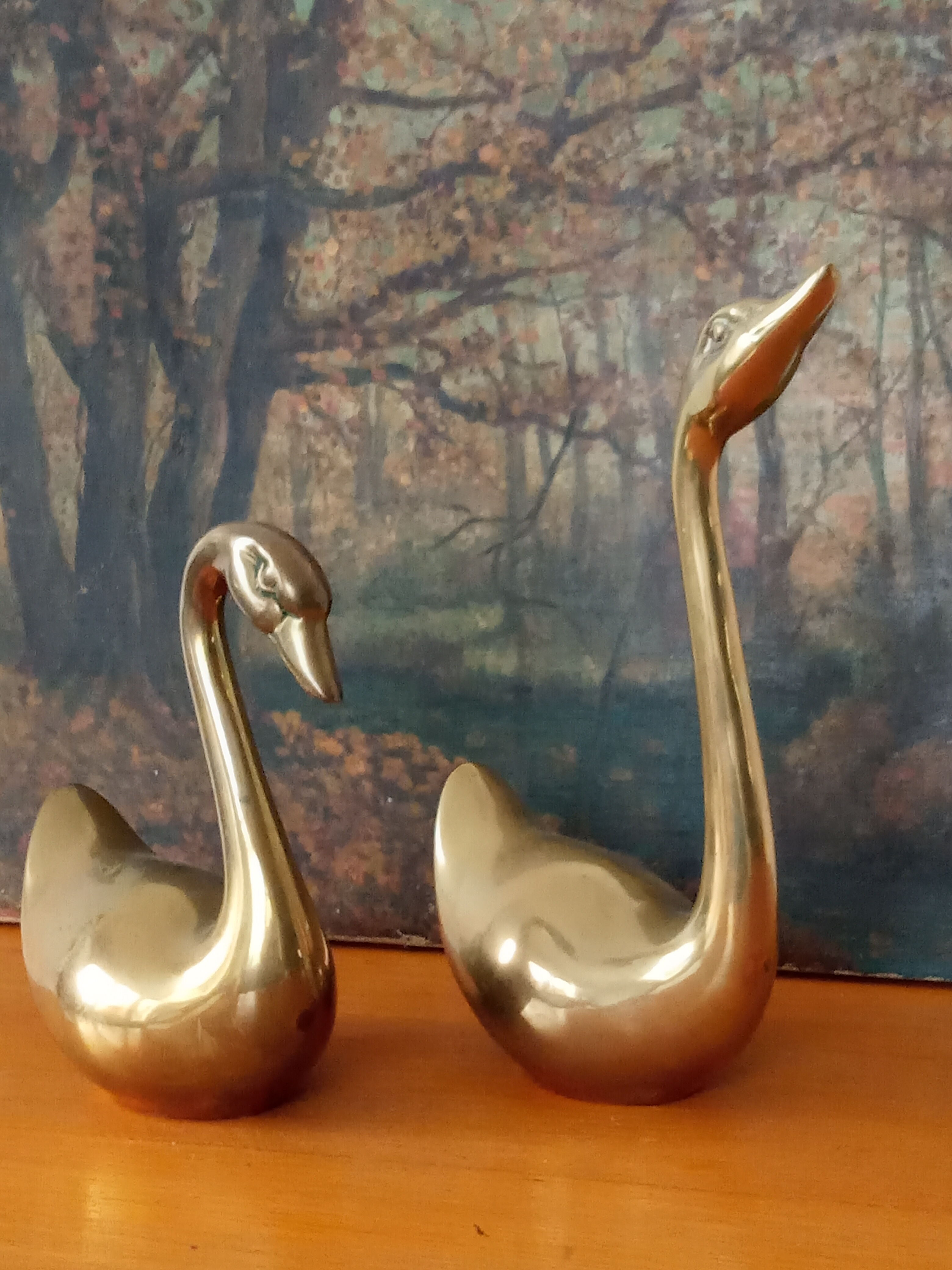 Paire de cygnes en laiton