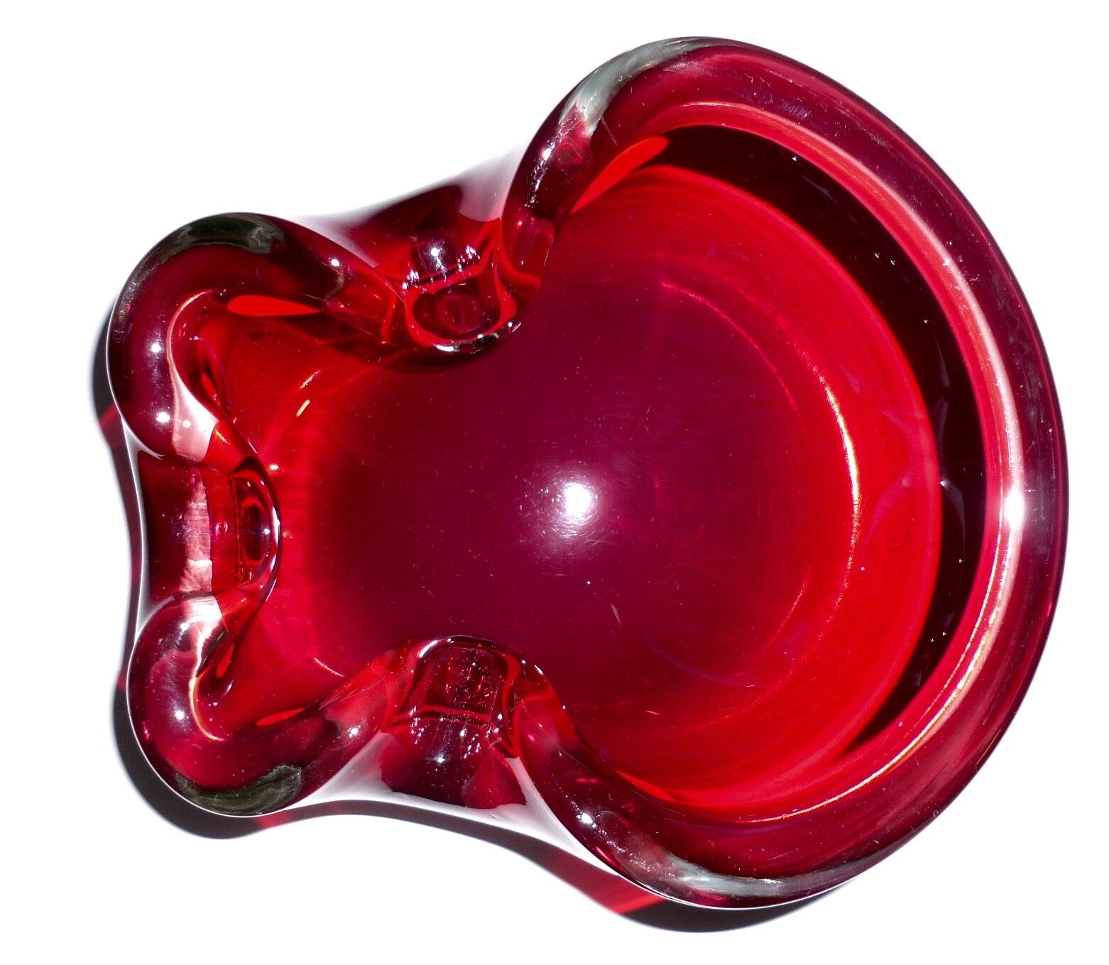 Ruby and transparent red Murano ashtray
