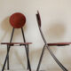 Old wooden chair and seated metal and round back